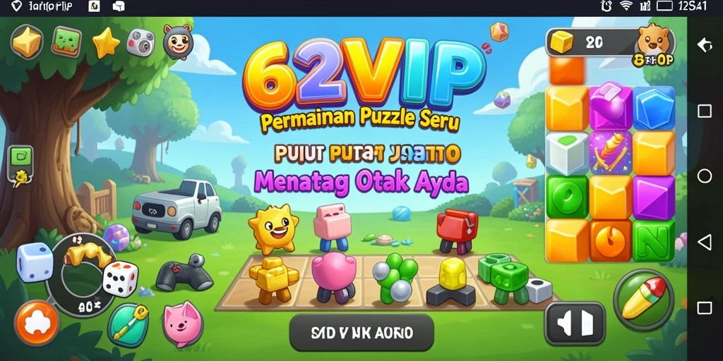 Screenshot menampilkan gameplay seru 62VIP dengan puzzle yang menantang.