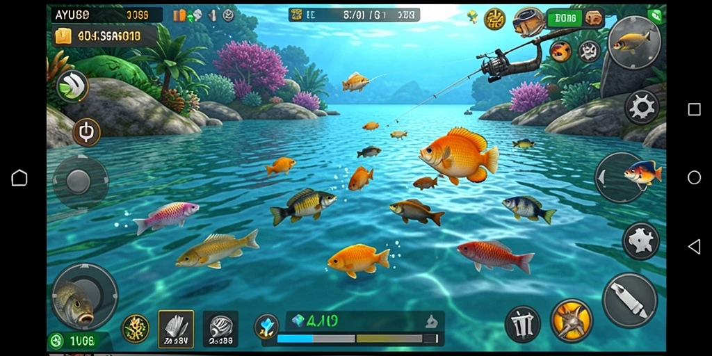Tampilan gameplay AYU89 yang menawan saat menangkap ikan.