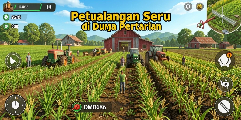 Tampilan menarik dari gameplay pertanian yang seru.
