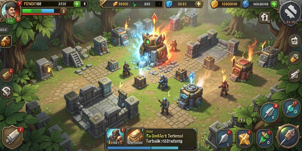 Tampilan gameplay seru dalam FENDI188, strategi Tower Defense yang menantang.