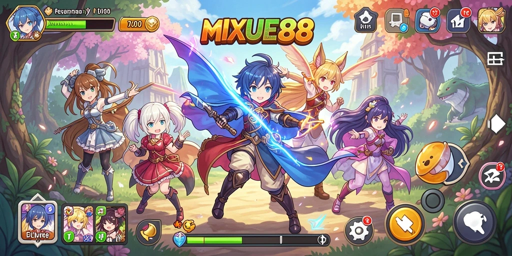Screenshot gameplay MIXUE88 menampilkan karakter Anime dalam aksi seru.