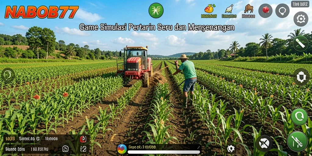 Screenshot utama NABOB77 menampilkan pengalaman gameplay bertani yang menarik.