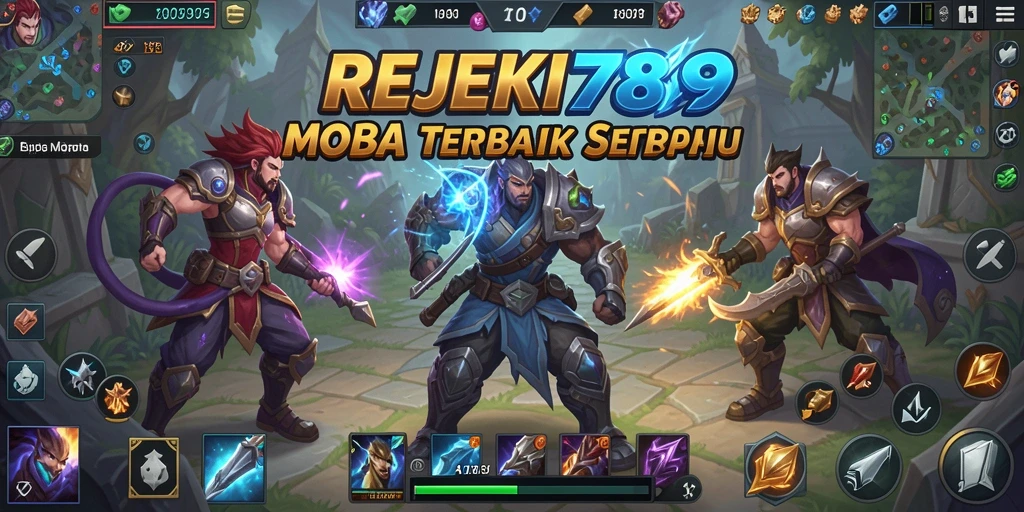 Tampilan seru gameplay MOBA REJEKI789 saat pertempuran tim.