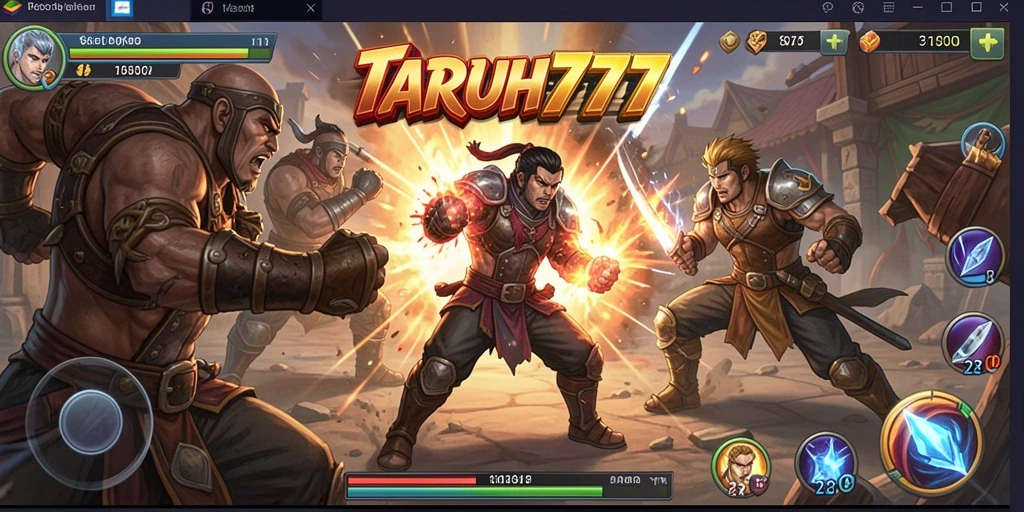 Tampilan screenshot TARUH777 menampilkan aksi pertarungan yang dinamis dan penuh warna.
