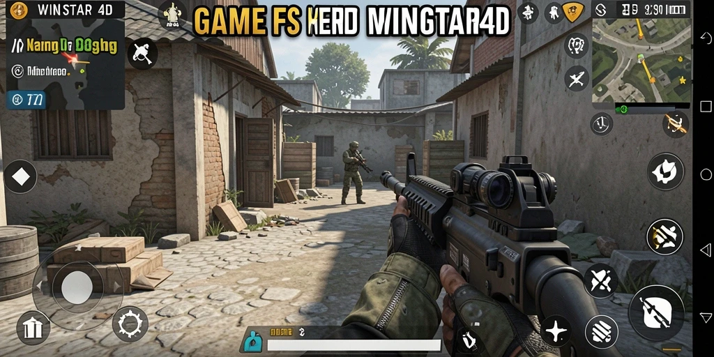 Screenshot gameplay WINSTAR4D menunjukkan aksi tembak-menembak yang seru dan mendebarkan.